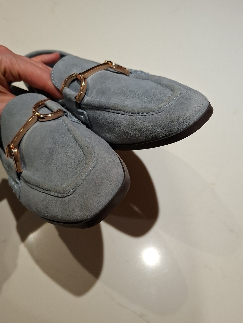 Steve Madden Classic "Carrine" Robin's Egg Blue Preppy Suede Loafers (US 6.5) - Picture 5 of 8